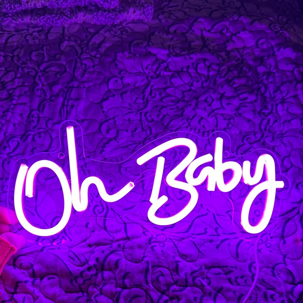 Purple Neon 'Oh Baby' Sign